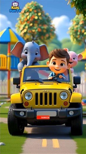 Fun Ride in a Yellow Jeep with Cute Elephant & Pig | Kids Adventure Cartoon 🚗🐘🐷