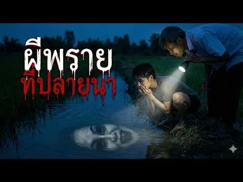 The Isaan dialect voiceover features a chubby man and a ghost at the edge of the rice field.