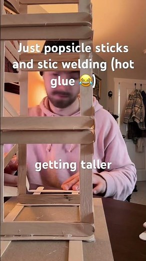 Building a MASSIVE popsicle stick tower in my room pt5 #satisfying #construction