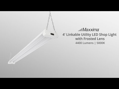 Maxxima 4 ft. Utility LED Shop Light Fixture, Linkable, Frosted Lens 5000K Daylight, 4400 Lumens