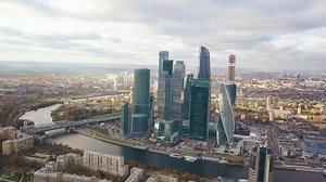 View of Moskva-city Moscow International Business Center Moscow, Russia. Clip. Top view of the magnificent Business Center-Moscow city