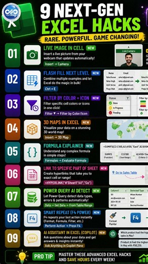 9 Next Gen Excel Tricks #excel #quiz #dataextractor #shorts