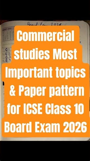 Commercial studies Most Important topics & Paper pattern for ICSE Class 10 Board Exam 2026 #icse #