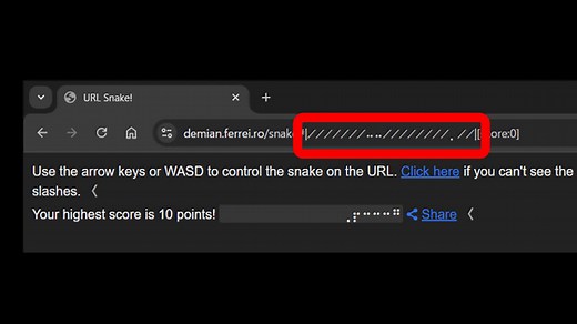 Introducing 'URL Snake,' a snake game that can be played in the browser's address bar