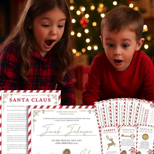 Printable Santa Letter Kit With Nice List Certificate Envelope Gift Tags and Editable Canva Templates for Kids Christmas Magic Download - Etsy