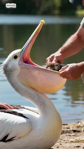 Man saves a Puppy from a Pelican's giant Mouth.