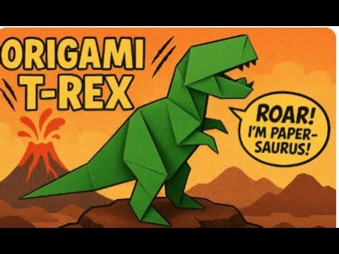 Origami T-Rex Dinosaur Tutorial 🦖 | Easy Paper Dino Craft for Kids