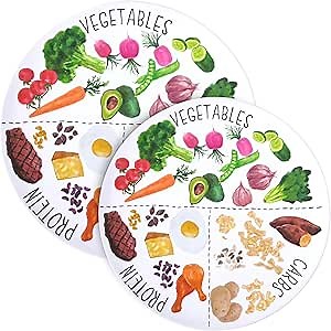 9"" & 10"" Portion Control Plate - Healthy Nutrition Plate for Adults and Teens, Melamine, Ideal for Weight Loss and Diabetes Management (2 Pack), 40611PCPO05