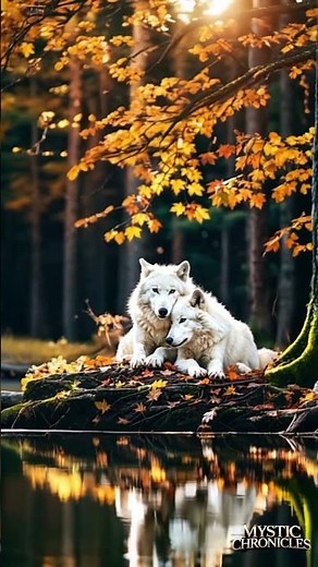 Snow White Wolf Couple Adventure: In autumn Forest Wonderland #wolves #animal