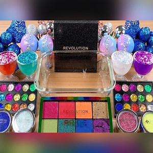 Galaxy Gliter - Mixing Makeup Eyeshadow Glitter into SLIME - Satisfying Slime Video #083 | Luxury Cosmetics