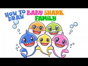 How to Draw Baby Shark Family🦈 (step by step)