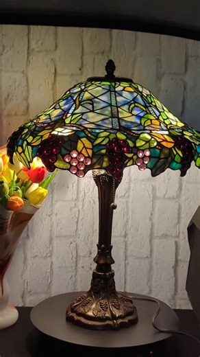 Excellent Used Tiffany Style Lamp With Beautiful Beads Colorful Lamp Entry Way Lamp Free Shipping - Etsy