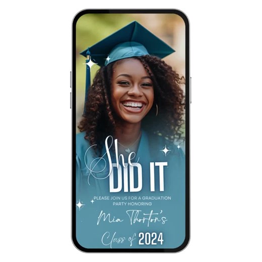 Navy Blue Graduation Party Invitation: Digital Grad Announcement - Etsy