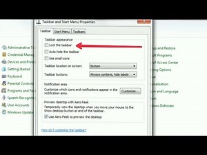 How to Enable Lock the Taskbar | Taskbar & Start Menu Settings | Window 7 | Pc