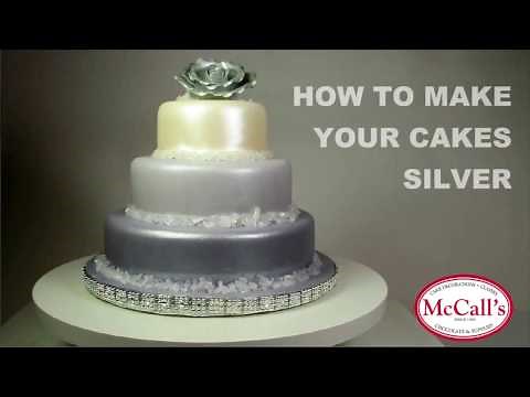 Covering a cake with silver fondant | Step by step tutorial | Wedding Cake Basics