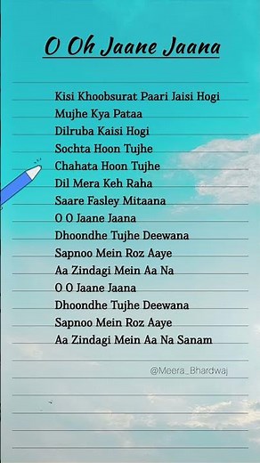 o oh jaane jaana lyrics #lyrics #music #song