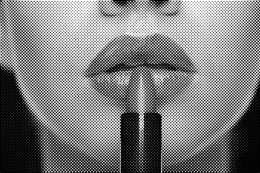 1950s lipstick tester covered in kiss marks