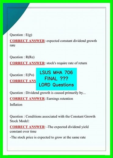 LSUS MHA 706 FINAL – LORD Questions video