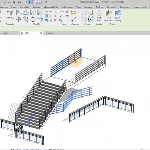 Revit Quick Tip| Creating A Stylish Railing For Stairs, Slopes, And Landings In Revit - All In One!