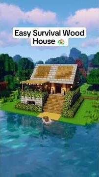 Easy Survival Wood House | Tutorial 🏡 26 #minecrafttutorial #minecrafthouse #minecraft #mcxiaoli