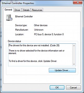 Ethernet Controller Driver Not Found