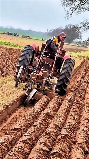 International B 250 Tractor in Action with Ransomes Plough at North Notts Match