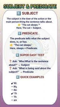 “Subject & Predicate in 30 Seconds | Super Easy Grammar Trick!”#englishgrammar