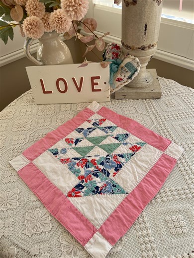 Vintage Basket Quilt Block: Handmade Patchwork Cotton Piece - Etsy