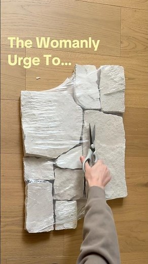 DIY Stone Wall French Cottage Kitchen Makeover #kitchenrenovation #diy #stonewall Warm White Kitchen