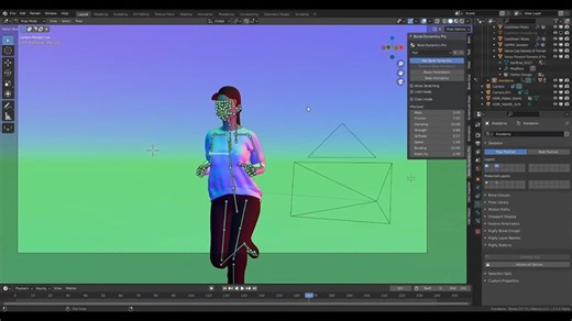 【Blender插件】Bonedynamics Pro V1.5.3 骨骼真实物理模拟效果