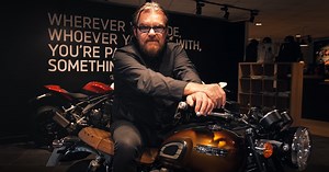 What happens when you bring together three icons? Find out what happened when The Cult guitarist Billy Duffy got his hands on the one-off Triumph x Gibson Les Paul. Full video coming soon. Staffordshire Triumph The Distinguished Gentleman's Ride #1959legends #T120 #Gibson #LesPaul | Triumph Motorcycles