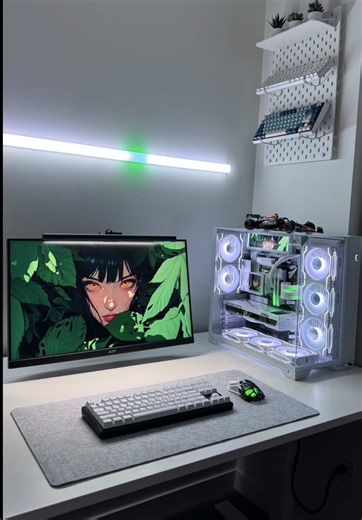 Green gaming setup Building the ultimate clean desk setup. New desk setups and tech essentials posted weekly. Follow @heyitsmielo so you don't miss the next upgrade! desk setup | gaming setup | gaming | pcgaming #desksetup #gamingsetup #gaming #pcgaming #pcsetup