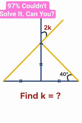 97% Couldn't Solve It. Can You? #shorts #geometry #angles
