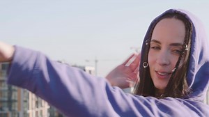 Close up view of young woman on a terrace | Free Stock Video Footage