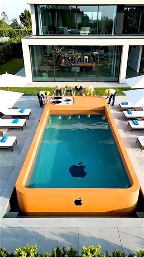 “iPhone 17 Pro Pool Built in Seconds! 🟠💦 | Epic Backyard Transformation” #homerenovation
