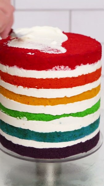 Rainbow Cake Recipe 🎂 Easy Colorful Layer Cake