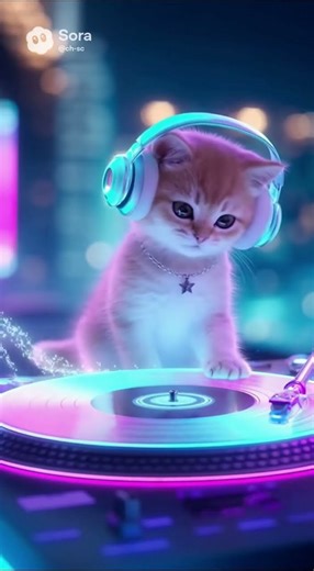 DJネコ(DJ cat) #sora2 #aivideo #aianimals #aipets #cat