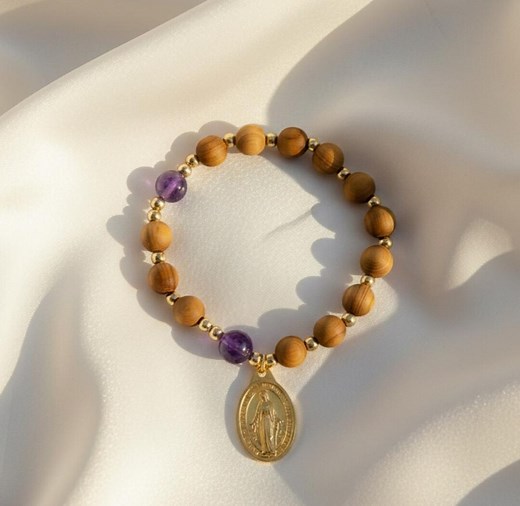 Catholic Rosary Bracelet for Women, Wood Beaded Stretch Rosary, Confirmation Sponsor Gift, Godmother Gift, Catholic Jewelry, Religious Gift - Etsy