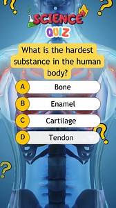 What is the hardest substance in the human body? #science #sciencequiz #sciencetrivia #quiztime #quiz #QuizChallenge #quizgame #popquiz #trivia #sciencetrivia #triviaquiz #popquiz #generalknowledge #educationalreels #education #fypシviralシ2024 #reelschallenge #reelsfacebook #fypシviralシ2024 | Kaboom Quiz