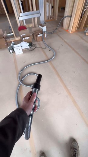 22K views · 36K reactions | Check out the rough in details on this central VAC system. We are using the chameleon system for these hoses to be hidden in the walls. It’s a very basic set up with easy to maintain parts that will allow you to never have to haul a vacuum cleaner around your house or find a storage closet for it. #construction #newbuild #build #newhome #timberframe #vaccum #centealvacuum | Lange Custom Builders, Inc | Facebook
