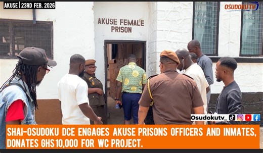 Akuse Prisons : Shai-Osudoku District Chief Executive Engages Officers and Inmates, Supports WC Project with GHS 10,000 Donation. The District Chief Executive (DCE) for Shai-Osudoku, Hon. Ignatius Godfred Dordoe paid a working visit to the Akuse Prisons, where he engaged officers and interacted with inmates of the Male Prison facility. The male prison currently houses 261 inmates and operates under the supervision of CSP Issufi Abdullah, the second-in-command. The female prison has a population 