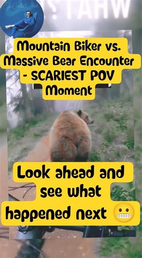 Mountain Biker vs. Massive Bear Encounter - SCARIEST POV Moment #grizzlybear #mountainbike #shorts