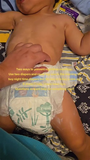 #diapers #nighttime #babydiapers #diaperoverflow #diaperovernight #diaperhack #momsoftiktok #momhack Two ways to prevent nighttime overflow: Use two diapers and reuse top one in the morning or buy night time diapers but the key is to buy a size up. If doesn't help, I have more tips. Questions or want help on something else?