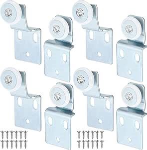 Blulu 8 Pack Sliding Closet Door Roller Kit Include Screws Wardrobe Door Rollers Hardware for Top Hung Bypass, 1/2 Inch and 3/8 Inch Offset