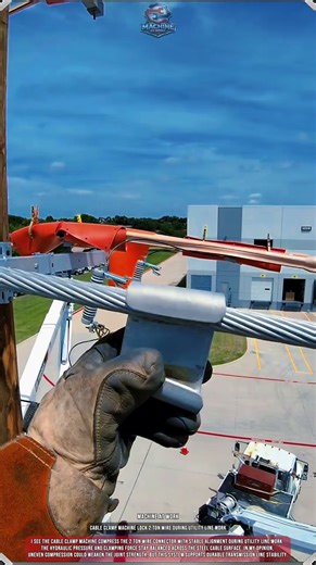 Cable Clamp Machine Lock 2 Ton Wire During Utility Line Work