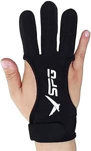 SOPOGER Archery Glove 3 Finger Gloves Youth Adult Finger Guard Protection for Recurve Bow Compound Bow Beginner Shooting Hunting Protector (Nylon Fabric, XL Size)