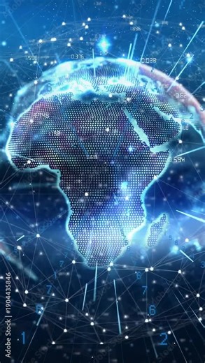 Vertical video: Shell pulse starting globe rotating, pulsing nodes and lines to show data network