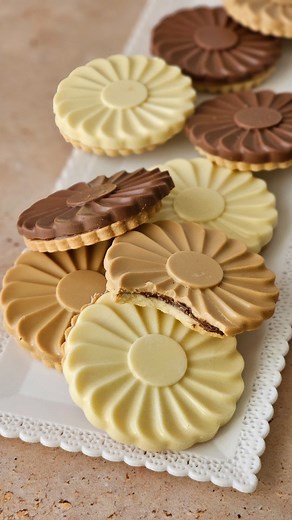 Marion Blaise | Recette Facile et Gourmande on Instagram: "Biscuits fourrés Chocolat et Caramel🍫😋 Une recette ultra gourmande parfaite pour le goûter ! Les ingrédients 230 g de farine 60 g de sucre glace 20 g de poudre d'amande 100 g de beurre 1 oeuf Pour les coques en chocolat : 200 g de chocolat noir, lait ou blond (selon vos goûts) Pour la garniture : Caramel, nappage chocolat ou pâte à tartiner : C'est vous qui choisissez ! LA PRÉPARATION Pour les coques en forme de fleur 🌸 ℹ️ je vous ai 