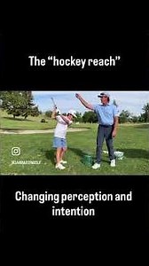 A first golf lesson. Learning the swing is just a reach in the path of least resistance. #golfskill
