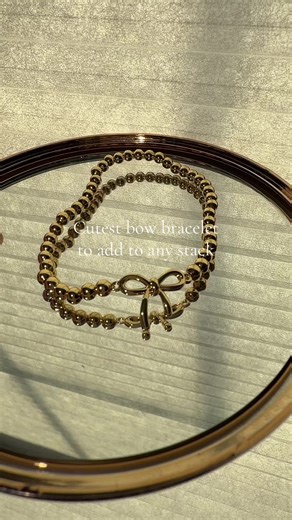 So cute!! Adding to my stack and matched a necklace and earrings I already have! #bowbracelet #affordablejewelry #bracelet #braceletstack #simplejewelry